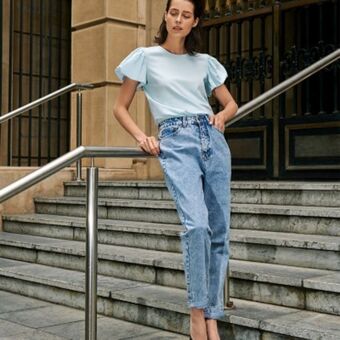 Falabella Basement jeans mom fit tiro alto mujer oferta