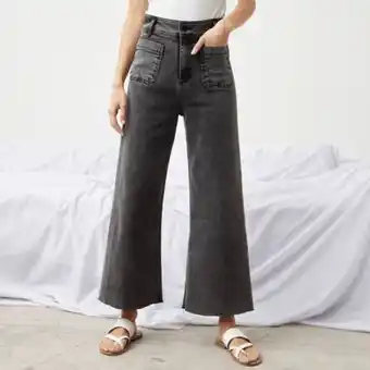 Linio Basement jeans wide leg tiro alto mujer oferta