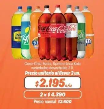 Mayorista 10 Coca Cola, Fanta, Sprite o Inca Kola Variedades desechables 3lt oferta