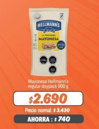 Mayorista 10 Hellmann's Mayonesa regular doypack 900g oferta