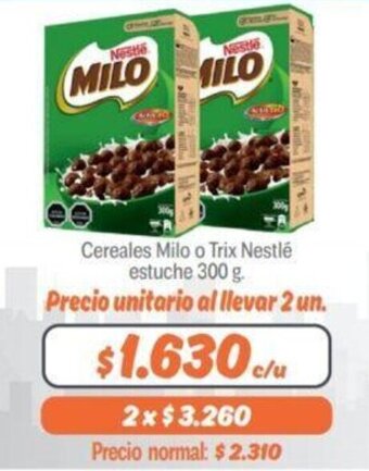 Mayorista 10 Nestle Cereales Milo o Trix estuche 300g oferta
