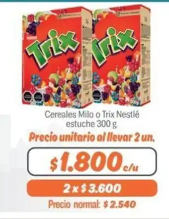 Mayorista 10 Nestle Cereales Milo o Trix estuche 300g oferta