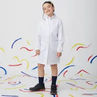 Linio Delantal escolar niña , 35% algodón , color blanco , puño con elastico en tallas 4 a 10 años oferta