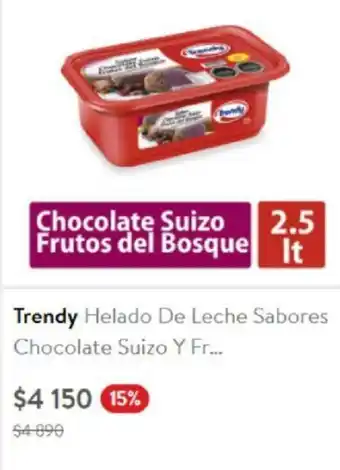 Lider Trendy Helado de Leche Sabores Chocolate Suizo y Frutos del Bosque 2.5lt oferta