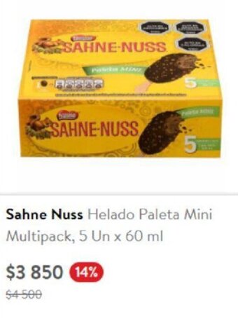 Lider Sahne Nuss Helado Paleta Mini Multipack 5 un x 60ml oferta