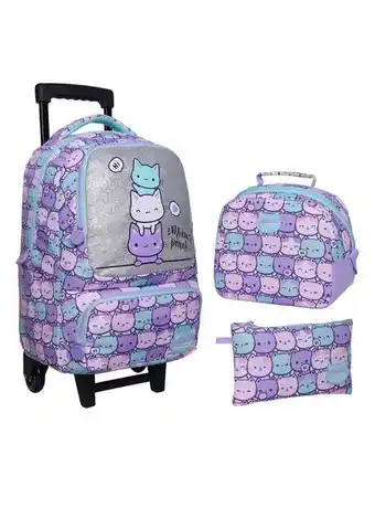 Paris Mochila + lonchera + estuche bakan 23 gatos pastel oferta