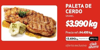 Unimarc Paleta de Cerdo oferta