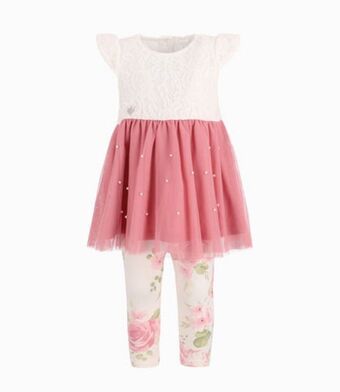 Limonada Conjunto bebé con vestido y calzas limonada palo rosa oferta