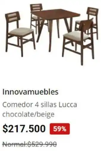 Easy Innovamuebles Comedor 4 Sillas Lucca Chocolate/Beige oferta