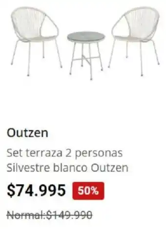 Easy Outzen Set Terraza 2 Personas Silvestre Blanco oferta