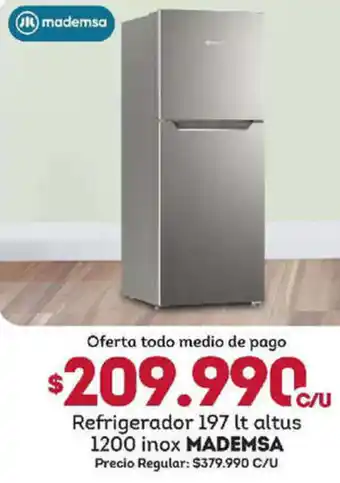 Tottus Mademsa Refrigerador 197L Altus 1200 Inox oferta