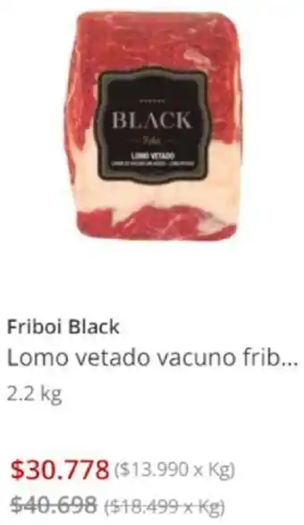 Unimarc Friboi Black Lomo Vetado Vacuno 2,2kg oferta