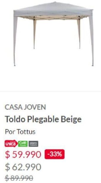 Tottus Casa Joven Toldo Plegable Beige oferta