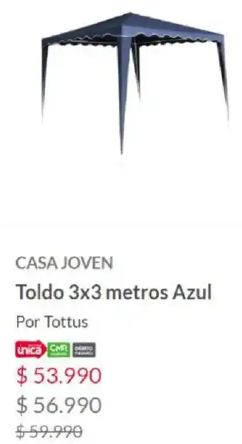 Tottus Casa Joven Toldo 3 x 3 Metros Azul oferta