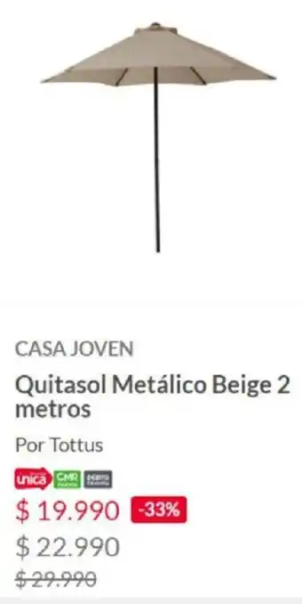 Tottus Casa Joven Quitasol Metálico Beige 2 Metros oferta