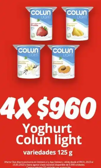 Unimarc Yoghurt Colun Light 4x125g oferta