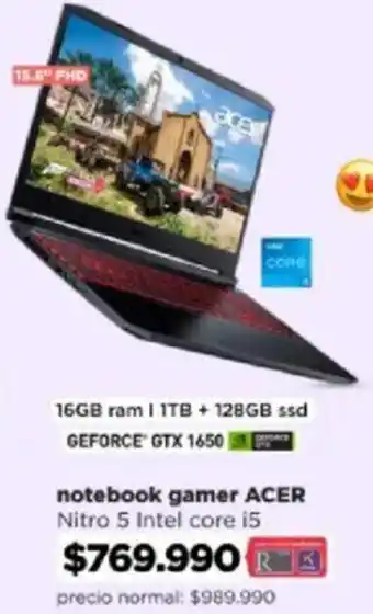 Ripley Acer Notebook Gamer Core i5 oferta