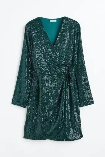 H&M Vestido cruzado de lentejuelas oferta