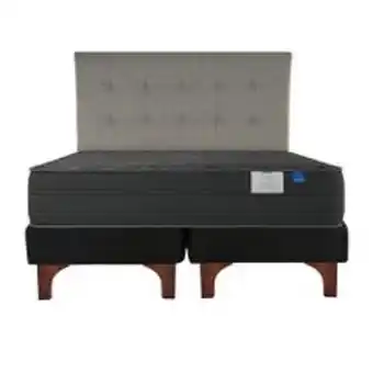 Abcdin Cama europea flex 2 plazas black + respaldo design gris oferta