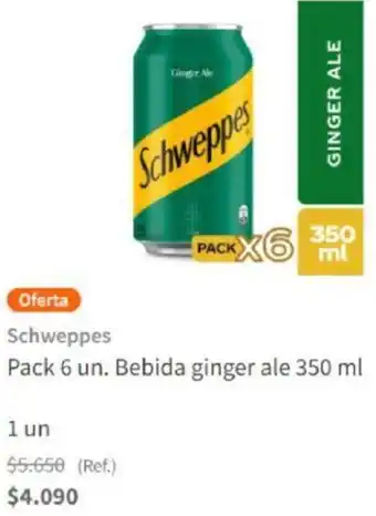 Santa Isabel Schweppes Pack 6un. Bebida Ginger Ale 350ml oferta