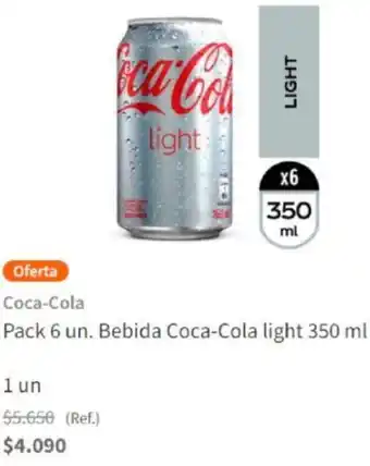 Santa Isabel Coca-Cola Pack 6un. Bebida Coca-Cola Light 350ml oferta