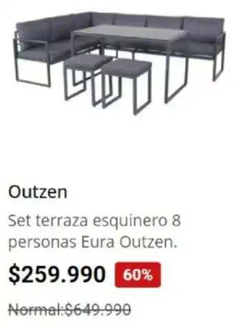 Easy Outzen Set Terraza Esquinero 8 Personas Eura Outzen oferta