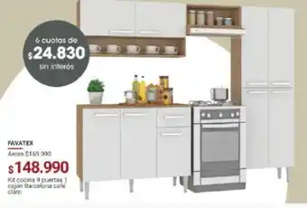 Favatex Kit Cocina 9 Puertas 1 Cajón Barcelona Café Claro
