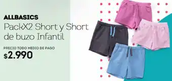 Tottus Allbasics Pack x2 Short y Short de Buzo Infantil oferta