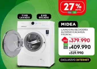 Tottus Midea Lavadora/ Secadora Automáticarga Frontal 11kg Lavadora/ 8kg Secado oferta