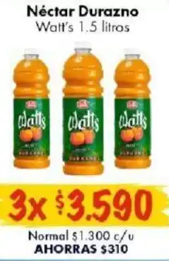 Super Bodega a Cuenta Watt's Néctar Durazno 3x1,5L oferta