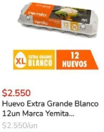 Super Bodega a Cuenta Huevo Extra Grande Blanco 12 un Marca Yemita oferta