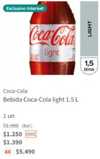 Santa Isabel Coca Cola Bebida Light 1,5L oferta
