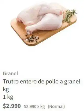 Santa Isabel Granel Trutro Entero de Pollo a Granel 1kg oferta