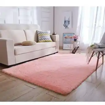 Linio Alfombras peluda tipo shaggy 180x200 cm rosado oferta