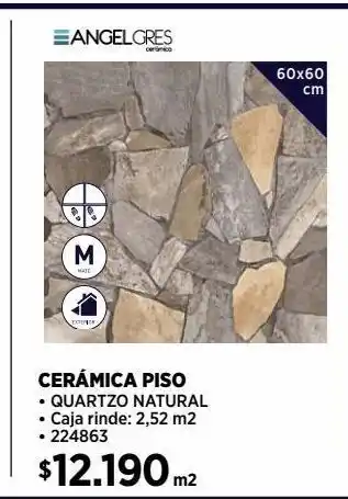 Construmart Cerámica piso quartzo natural 60x60 2,52 m2 oferta