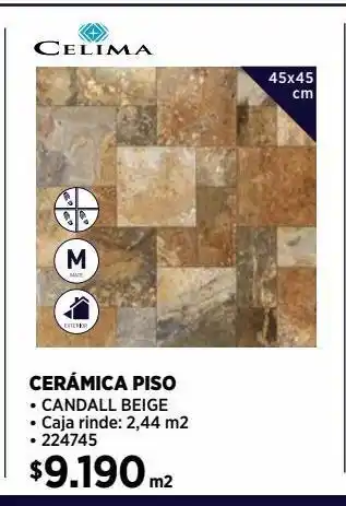 Construmart Piso candall beige 45x45 cm 2,44 m2 oferta