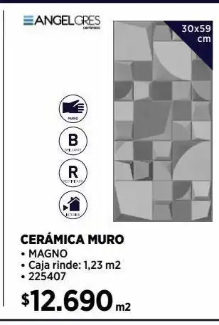 Construmart Cerámica muro magno cm rt 30x59 1,23m2 oferta