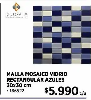 Construmart Malla mosaico vidrio rectangular azules 30x30 cm oferta