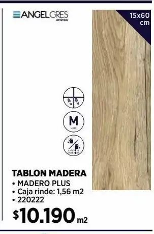 Construmart Tablón madero plus 15x60 cm 1,56 m2 oferta