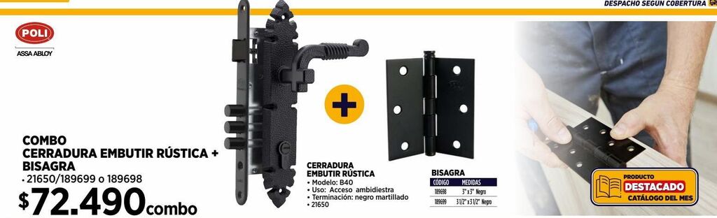 Construmart Cerradura de embutir rústica con manilla y tirador izquierdo negro para acceso oferta