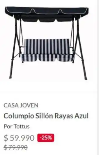Tottus Casa Joven Columpio Sillón Rayas Azul oferta