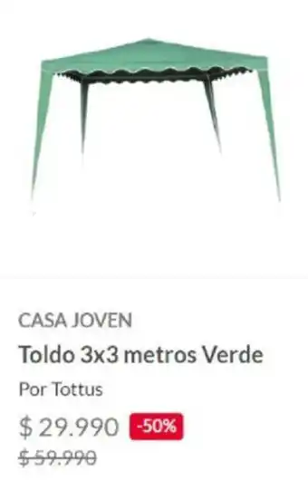Tottus Casa Joven Toldo 3x3 metros Verde oferta