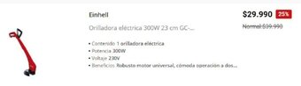 Easy Einhell Orilladora Eléctrica 300W 23cm oferta