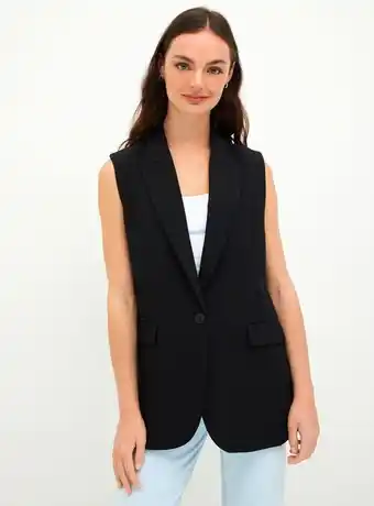 Paris Blazer sin mangas con bolsillos y solapa frontal oferta