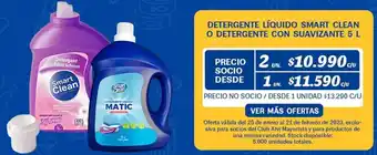 Alvi Detergente Líquido Smart Clean o Detergente con Suavizante 2un x 5L oferta