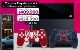 COnsola Playstation 4 + 2 Cotnroles de Spiderman