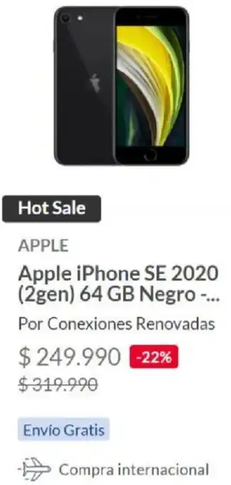 Linio Apple iPhone SE 2020 64GB Negro oferta