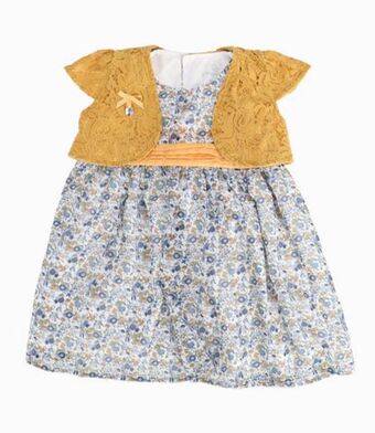Limonada Vestido con tapado de encaje bebé niña mostaza limonada oferta