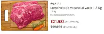 Unimarc Arg/Uru Lomo Vetado Vacuno al Vacío 1.8kg oferta