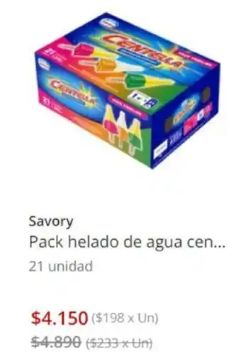 Savory Pack Helado de Agua Centella 21un